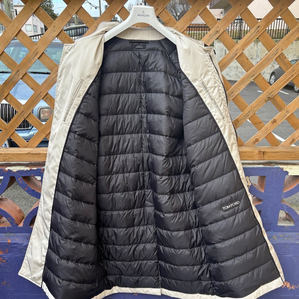 $7000 TOM FORD Faille Down Insulated Raincoat/ Parka Jacket - Beige US 40-42 - Picture 3 of 16